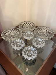 Lead Crystal Serving Dishes, Or Ashtrays, With 4 Candle Holders