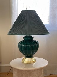 Vintage Hunter Green Ribbed Table Lamp