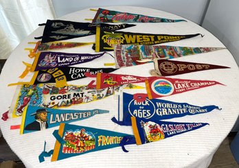 15 Vintage Felt Pennants - Various Sizes And Subjects