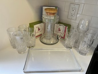 Fiore, Hiball Glasses, NWOB, With 1 Wine Stem, By McLean Glassware Co., With Water Carafe