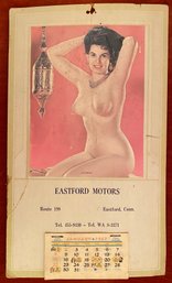Vintage Risque Pin Up 1967 Advertising Unused Calendar - Alluring Lady - Eastford Motors, Route 198, CT