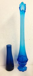 2 Sapphire Blue Vases