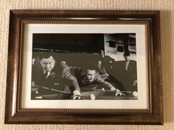 Framed Photo Of Jackie Gleason And Paul Newman Shooting Pool