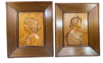 Artist - A. Beltrami Art Nouveau Hand Carved Relief Art . Handsomely Framed