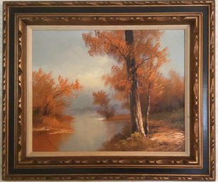 Vtg 60s Rare Oil Painted By Anthony Cabbetti, Fall Scene Landscape.