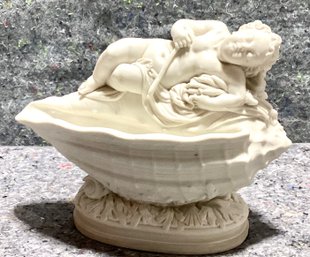 19th Century Parian Ware Figure Of Sleeping Child On A Conch Shell