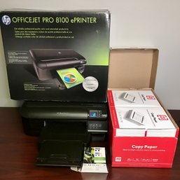 HP Office Jet 8100 E Printer And Case Of Paper!