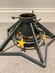 Heavy Hunter Green Iron Christmas Tree Holder With Special Gold Stars!