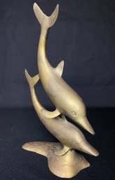 Lovely Brass Swimming Dolphins