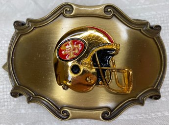 Vintage 1978 Raintree Belt Buckle - Football Helmet - SF - San Fransisco 49ers - Gold Tone