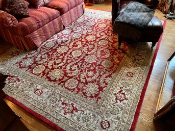 Red And Ivory Wool Carpet 8' X 10