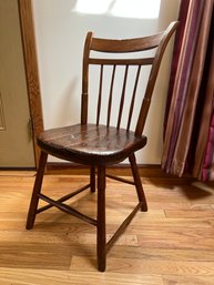 Antique Plank Seat Chair - Primitive Farmhouse Chair