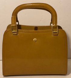 1950 J. Miller Butterscotch, Mustard, Patent Leather Handbag.