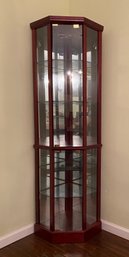 Lighted Corner Curio Cabinet With Glass Shelving