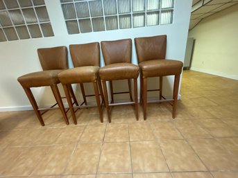 Set Of 4 Leather Barstools