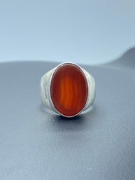 Signed Jane Diaz Designer Ring Carnelian Set In Sterling Silver