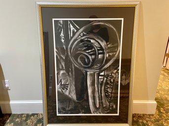 Large Custom Framed Charcoal Drawing