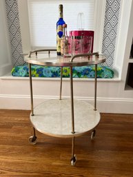 Mid Century 1960s Two Tiered Chrome And Formica Bar Cart