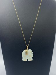 Enchanted 10k Yellow Gold & Jade Elephant Necklace