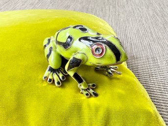 Dransfield & Ross Bright Green Velvet Frog  Decorative Pillow
