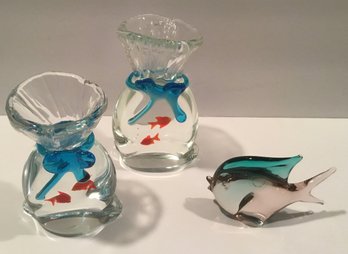 Murano Fish Glass Vases & Murano Glass Fish.