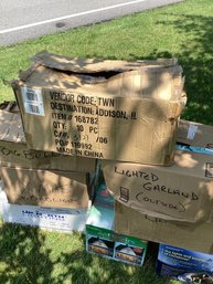 8 Boxes Of Christmas Lights, Bulbs, And Lighted Garlands