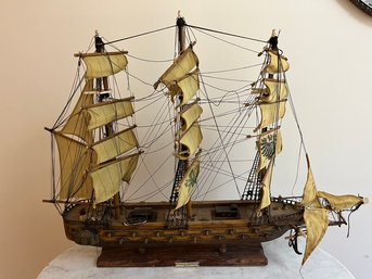 Vintage Wood Model Ship Fragata Espanola Ano 1780 Spanish War Ship