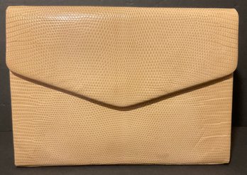 Vintage Rene Mancini Large Pebbled Leather Beige Clutch