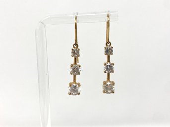 Sterling Silver And Graduated CZ Drop Earrings