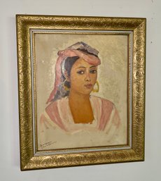Vintage Frank A. Brown Portrait Of A Woman Oil Painting