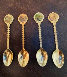 Set Of 4 Thomas Kinkad Gold-tone Mini Spoons