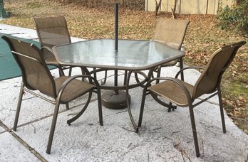 By Classic Patio Octagon Table & 4 Sling Back Chairs