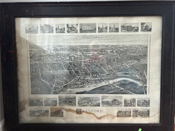 1905 Framed Map Of Branford Conn.