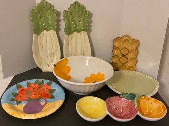 Colorful Ceramic Lot, Celery, Bowl, Made In Italy