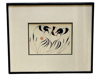 Isaac Bignell, (1958-1995), Acrylic On Paper 'Mating Flight Blue Heron'