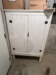 White Antique Slat Board Cupboard