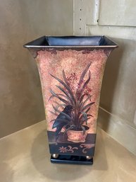 Tin Hand Painted Vase / Vessel