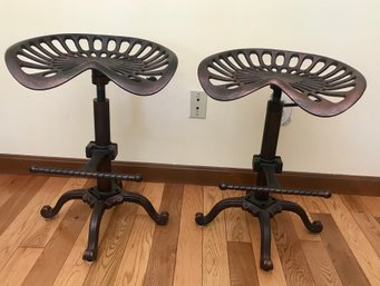 Pair Of Outstanding Cast Iron Stools