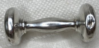 Vintage Sterling Silver - Dumbbell Shaped Baby Rattle - Engraved Megan Ryan
