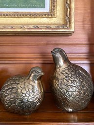 PAIR Sitting Brass Finish Partridge Figures