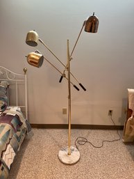 Sonneman Triennale Orbiter Style Brass With Marble Base 3 Arm Floor Lamp - Mid Century Modern