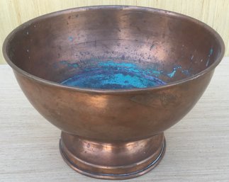 Vintage Silver On Copper #63, Patina Pedestal Bowl