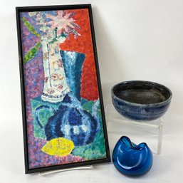 Still Life Painting, Art Glass And Pottery