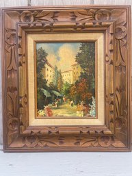 P. Klause  Signed Oil On Canvas Courtyard Market Scene