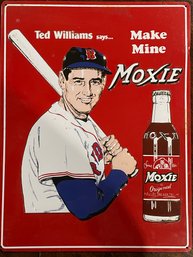 Vintage Metal Advertising Sign.  Ted Williams Moxie Sign.    Sign Is 13' X 17'