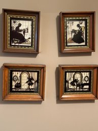 Group Of Four Small Vintage Shadow Box Cutout's