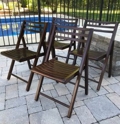 Set Of 4 Useful Wooden Folding Chairs