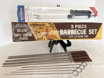 Barbecue Lot Including Bonjour Grill Tech Tongs With Thermometer
