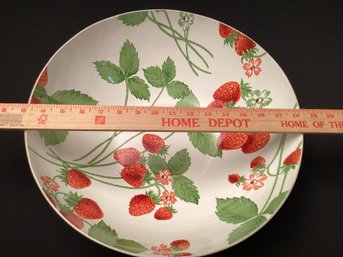 Huge Serving Bowl With Strawberry Motif 15 Inch Diameter