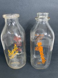 Pair Of Vintage Connecticut Milk Bottles